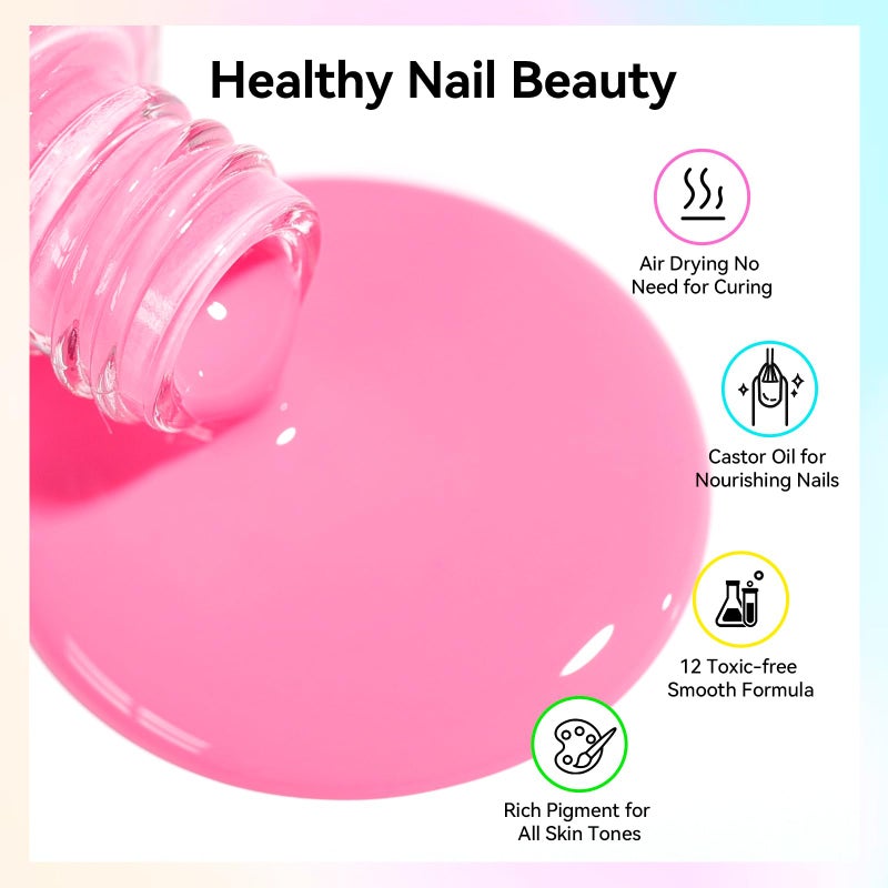 Nailshion Nail Polish 10ml 16 Colors Rainbow Air Dry Regular Nail Polish Set with Base Top Coat & Remover Pads| White Red Classic French Fingernail Polishes Non-gel Bulk Gift for Nail Art Lovers - Image 3