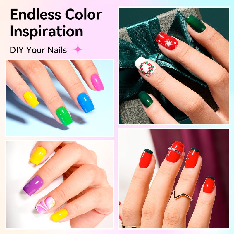Nailshion Nail Polish 10ml 16 Colors Rainbow Air Dry Regular Nail Polish Set with Base Top Coat & Remover Pads| White Red Classic French Fingernail Polishes Non-gel Bulk Gift for Nail Art Lovers - Image 4