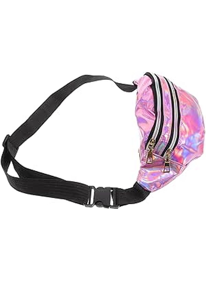 Luxshiny Holographic Purple Waist Pack Crossbody Bag Waterproof Adjustable Belt Fanny Pack for Running Hiking Travel - Image 1
