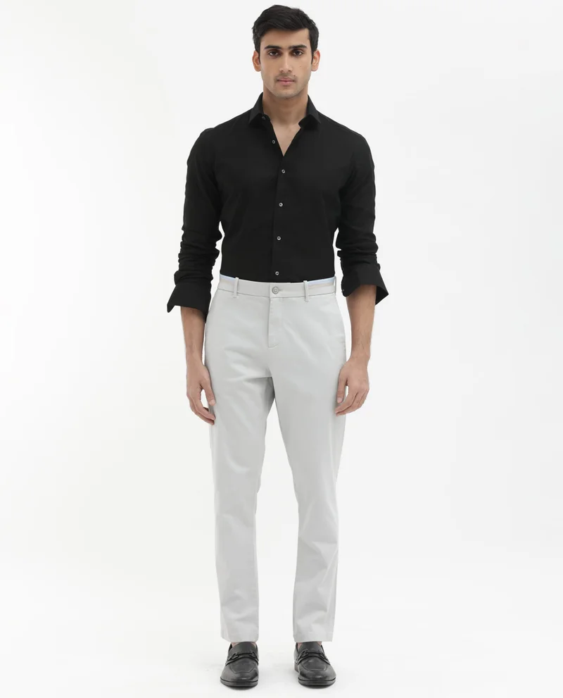 Rare Rabbit Men's Plain Cotton Stretch Trouser