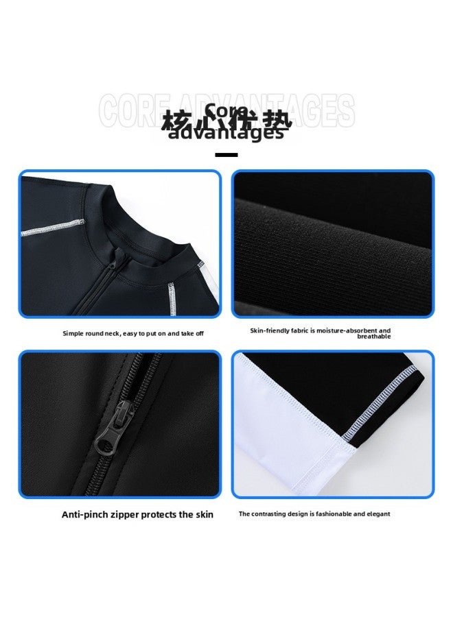 Loquat Children's Swimsuit Boys' One-piece Hot Spring Swimming Trunks Boys' Professional Swimming Training Swimsuit Middle And Big Children Custom-Color:735 Boys + PU Hat- - Image 4