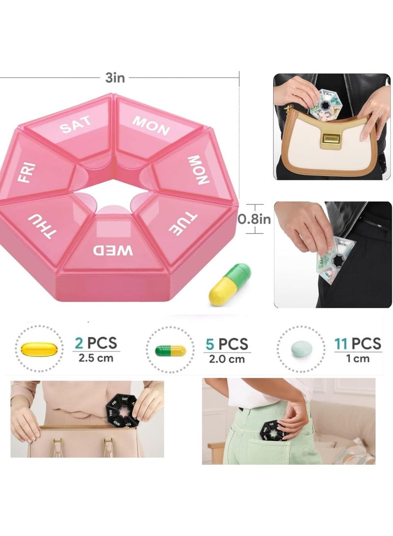 Weekly Pill Organizer 7 Day – 2PCS Large Pill Box with Easy-Open Lids – Portable Medicine, Vitamin & Supplement Holder for Tablets and Fish Oil Capsules – High Capacity Design Holds Up to 10 Pills per Compartment - Image 3