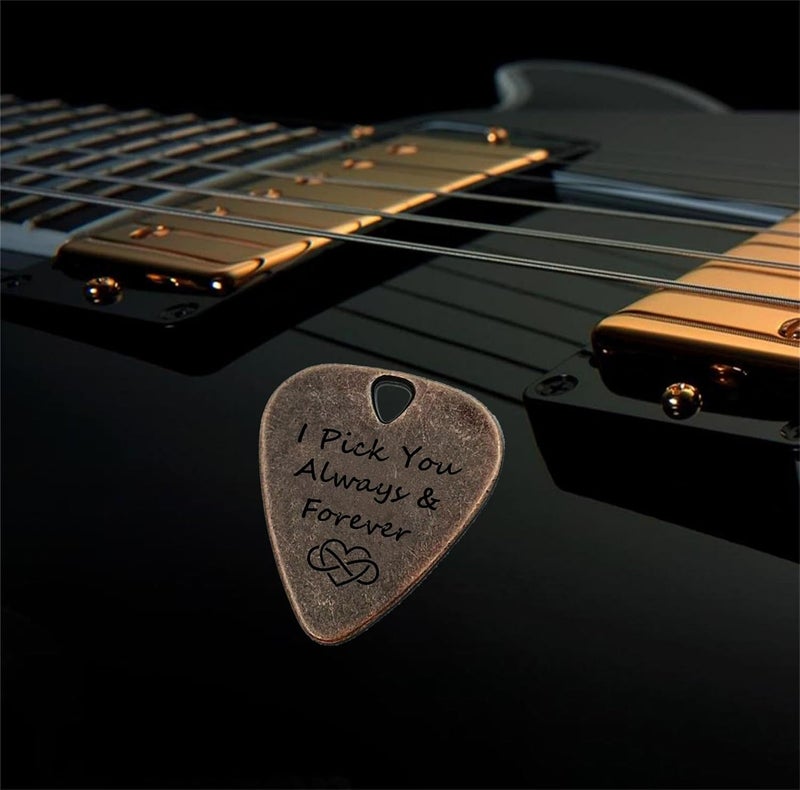 JUPPE Music Gifts For Him Her, Bronze I Pick You Always And Forever Guitar Pick Plectrum Anniversary Birthday Gifts For Boyfriend Husband Couples (Always and Forever) - Image 2