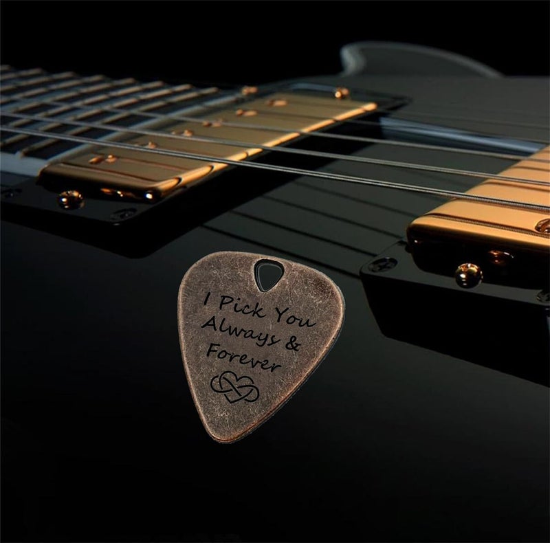 JUPPE Music Gifts For Him Her, Bronze I Pick You Always And Forever Guitar Pick Plectrum Anniversary Birthday Gifts For Boyfriend Husband Couples (Always and Forever) - Image 5