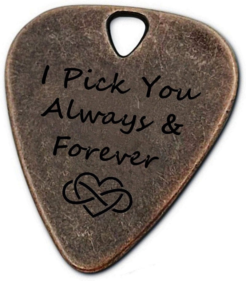 JUPPE Music Gifts For Him Her, Bronze I Pick You Always And Forever Guitar Pick Plectrum Anniversary Birthday Gifts For Boyfriend Husband Couples (Always and Forever) - Image 1