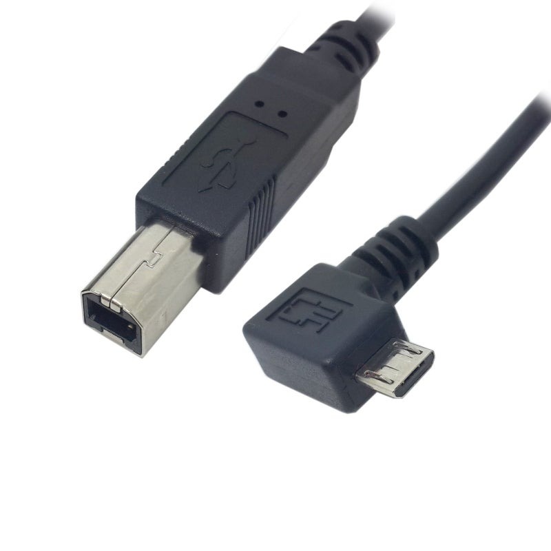 Cablecc كابل كابل سي سي 90 درجة ميكرو USB OTG كابل إلى USB-B طابعة/ماسح ضوئي – 60 سم - Image 2