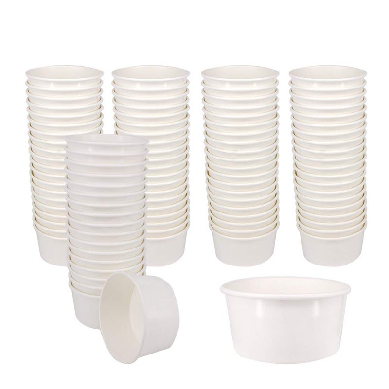 Belinlen 100 Count 6 OZ Disposable White Ice Cream Cups - Medium Hot and Cold To Go Paper Cups - Takeout Food Container - Image 1