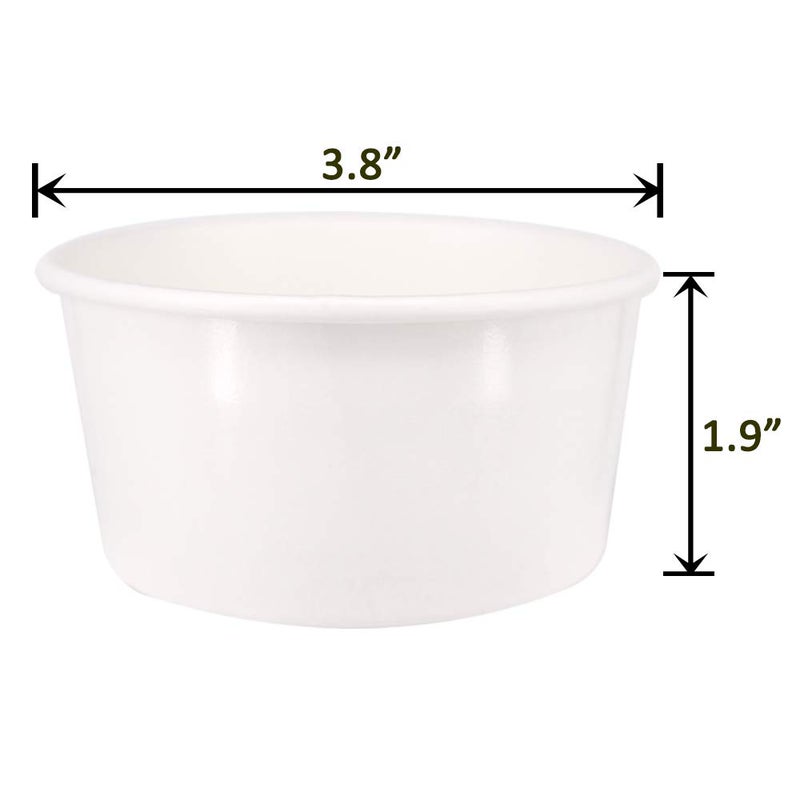 Belinlen 100 Count 6 OZ Disposable White Ice Cream Cups - Medium Hot and Cold To Go Paper Cups - Takeout Food Container - Image 2