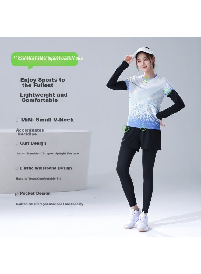 Fandimu Badminton Outfit For Men And Women, Sports Set For Spring And Summer Fitness, Running, Track And Field Training, Seagull - Four-piece Set - Women's M - Image 1