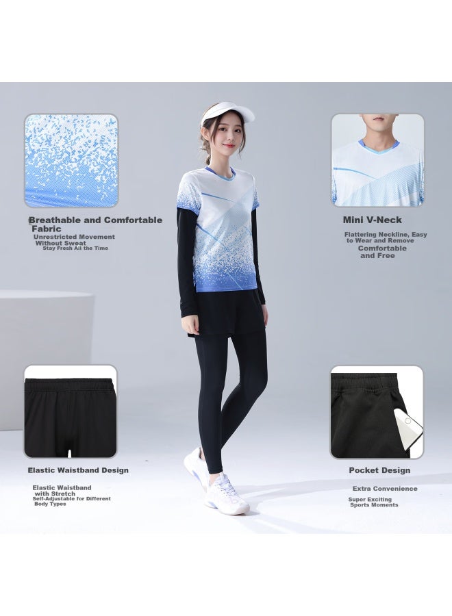 Fandimu Badminton Outfit For Men And Women, Sports Set For Spring And Summer Fitness, Running, Track And Field Training, Seagull - Four-piece Set - Women's M - Image 2