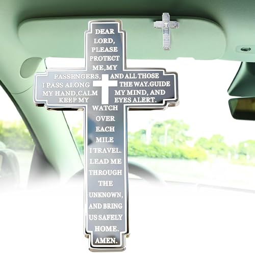Rawsomes Drive Safe Visor Clip for Car Christian Cross Car Accessory Religious Cross Visor Ornament for Drivers Spiritual Car Charm Gift Idea Silver - Image 1