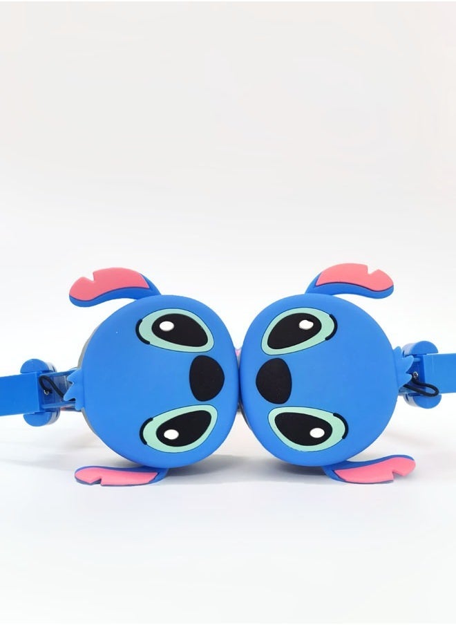 Upgraded blue Stitch pattern Bluetooth wireless headset for children, noise-cancelling wireless headset for children, suitable for TF card, mobile phone, tablet computer