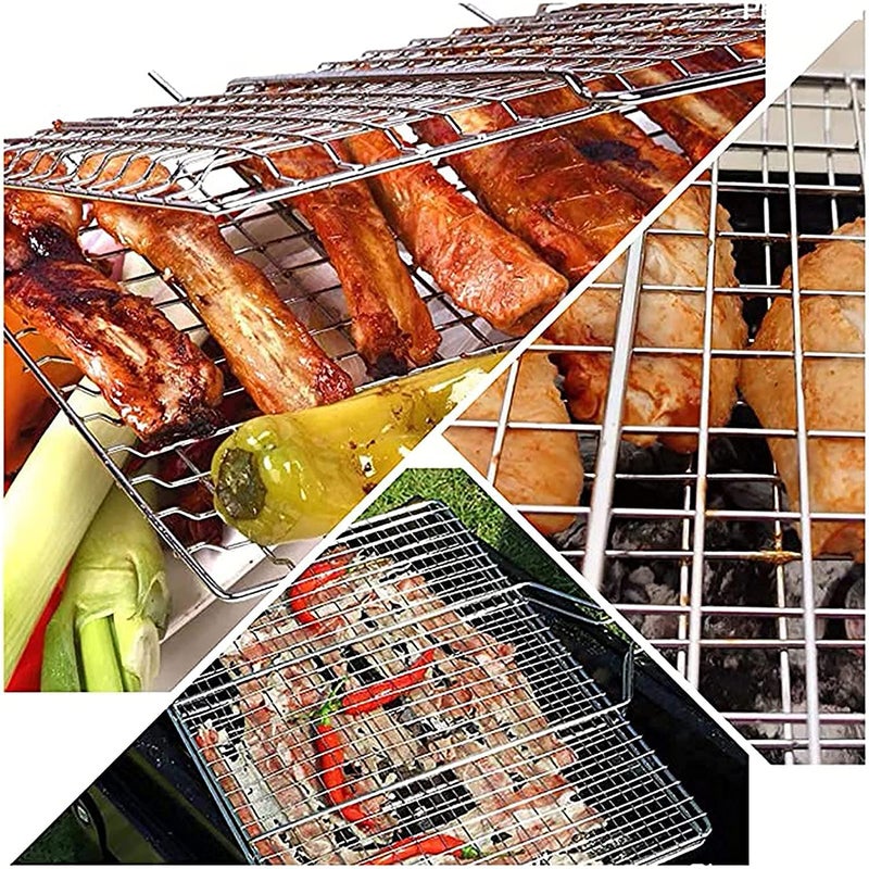 JENY Portable Grill Basket BBQ Grilling Basket for Outdoor Grill Rustproof Stainless Steel Grill AccessoriesShrimp Grill Baskets BBQ Tool for Steak Potatoes Chops KabobFish Small - Image 5