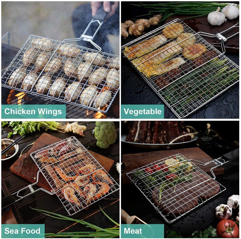 JENY Portable Grill Basket BBQ Grilling Basket for Outdoor Grill Rustproof Stainless Steel Grill AccessoriesShrimp Grill Baskets BBQ Tool for Steak Potatoes Chops KabobFish Small - Image 3