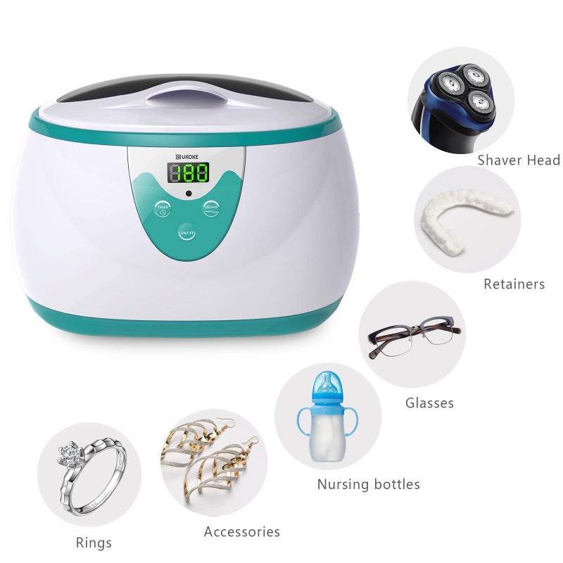 Ukoke Ultrasonic Cleaner, UKOKE 3800S Professional Ultrasonic Jewelry Cleaner with Timer, Portable Household Ultrasonic Cleaning Machine, Electronics Eyeglasses Watch Ring Diamond Retainer Denture Clean  - Image 3