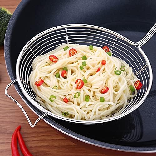 PUTHAK Frying Strainer Puri jhara deep Fry Oil Strainer 16CM Stainless Steel Deep Frying Basket Slotted Sandwich Tong Stainless Steel 22cm Length Cooking and Serving Silver Pack of 2 - Image 3