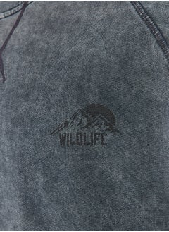 trendyol Anthracite Oversize/Wide Fit Tropical Printed 100% Cotton Sweatshirt TMNAW24SW00060  - Image 5