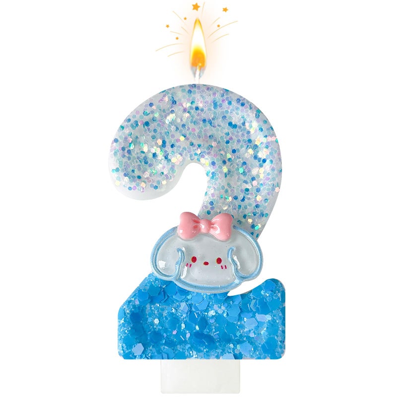 Zailo Blue Gold Dog Birthday Candle with Two-Tone Sequin Baseï½œSparkling Cake Decor for Girls' Cute Partiesï½œSafe Eco Material Decoration for Marine, Birthday & Anniversaryï½œCupcake Topper Gift (2) - Image 1