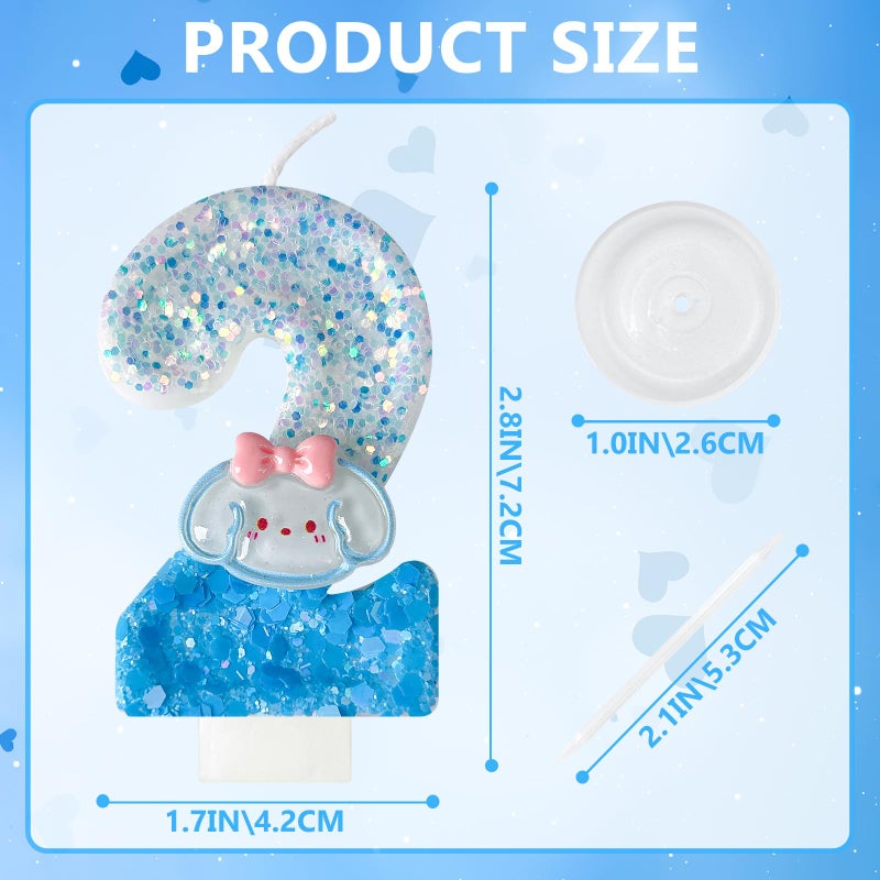 Zailo Blue Gold Dog Birthday Candle with Two-Tone Sequin Baseï½œSparkling Cake Decor for Girls' Cute Partiesï½œSafe Eco Material Decoration for Marine, Birthday & Anniversaryï½œCupcake Topper Gift (2) - Image 2