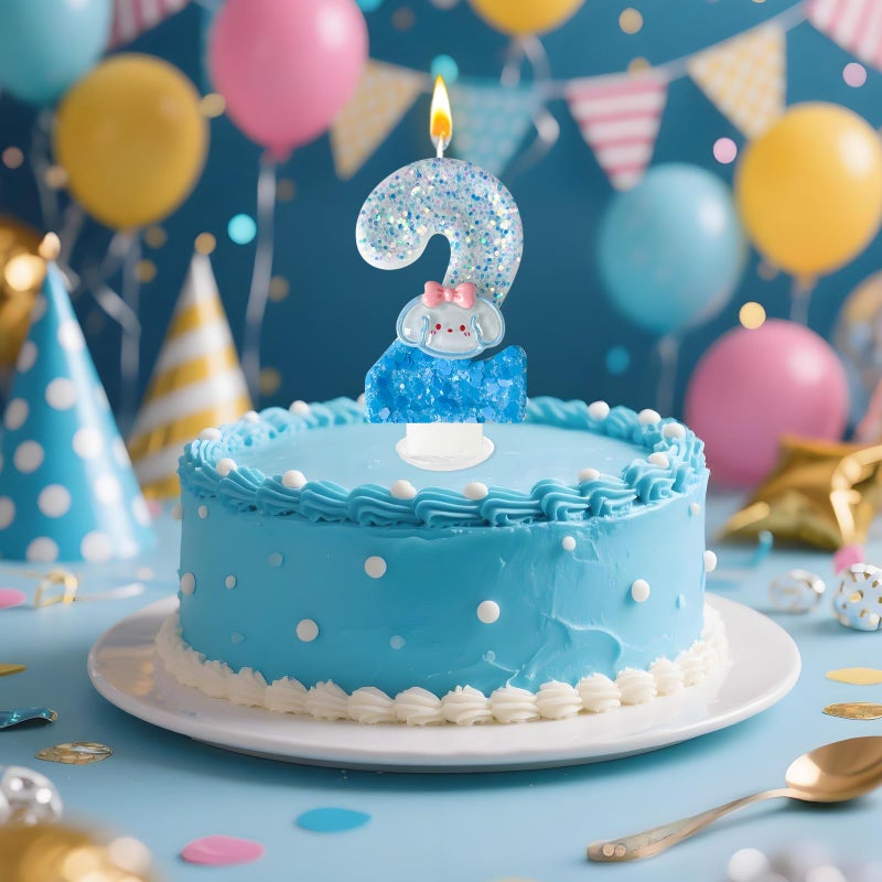 Zailo Blue Gold Dog Birthday Candle with Two-Tone Sequin Baseï½œSparkling Cake Decor for Girls' Cute Partiesï½œSafe Eco Material Decoration for Marine, Birthday & Anniversaryï½œCupcake Topper Gift (2) - Image 4