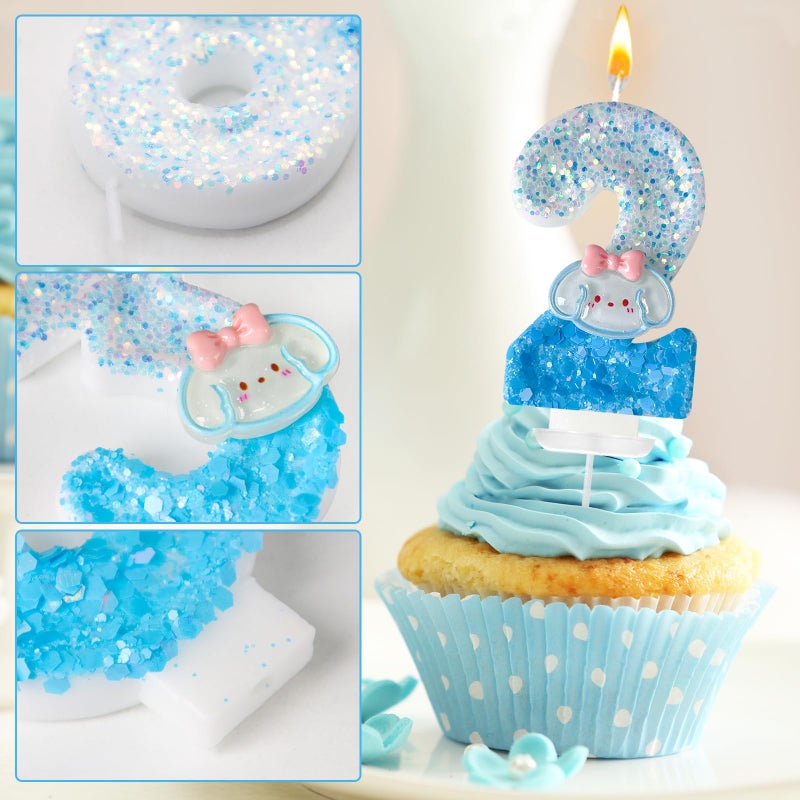 Zailo Blue Gold Dog Birthday Candle with Two-Tone Sequin Baseï½œSparkling Cake Decor for Girls' Cute Partiesï½œSafe Eco Material Decoration for Marine, Birthday & Anniversaryï½œCupcake Topper Gift (2) - Image 3