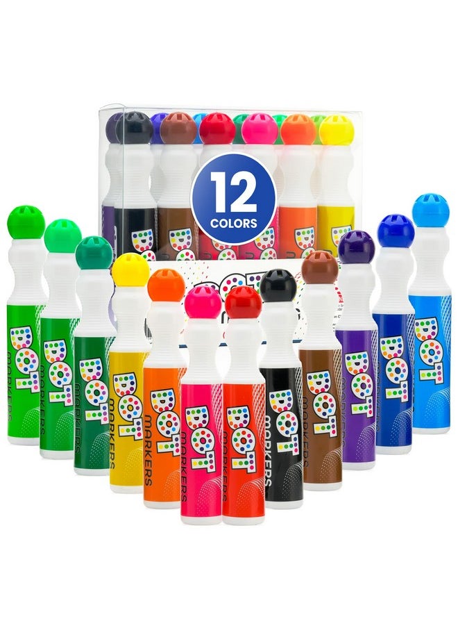 PLAYKIDIZ Darice Washable Dot Markers For Toddlers, 12 Colors (40Ml 1.35Oz) Paint Marker Dot Art Set, Water Based Non-Toxic Bingo Daubers For Kids  - Image 1