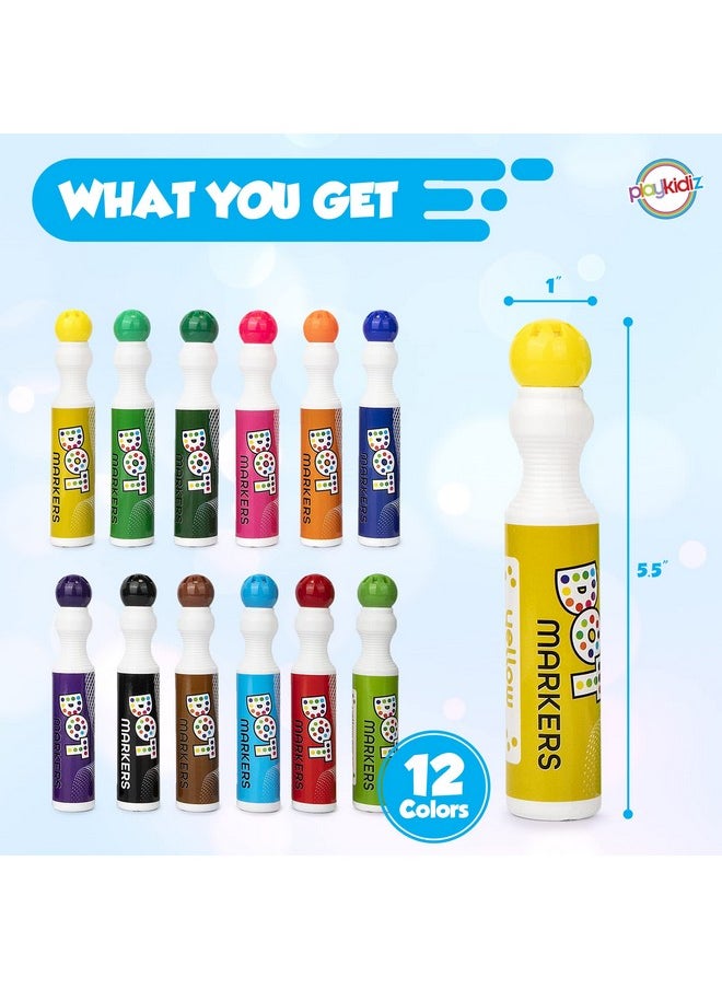 PLAYKIDIZ Darice Washable Dot Markers For Toddlers, 12 Colors (40Ml 1.35Oz) Paint Marker Dot Art Set, Water Based Non-Toxic Bingo Daubers For Kids  - Image 3