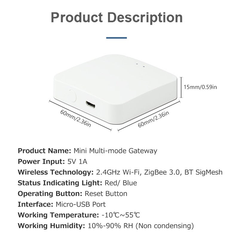 بوابة لاسلكية متعددة الأنماط بوابة ذكية ZigBee/ بوابة Bluetooth محور مركزي ذكي منزلي التحكم عن بعد عبر التطبيق التحكم بالصوت التحكم المجموعي ارتباط أجهزة متعددة يصل إلى 128 جهازًا فرعيًا - Image 3