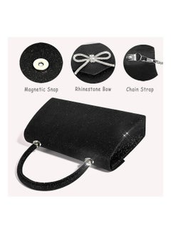 SYOSI Womens Evening Bag Sparkly Bow Clutch Purse Wedding Party Purses Glitter Rhinestone Prom Handbags Sparkling Powder Banquet Chain Crossbody Black  - Image 5