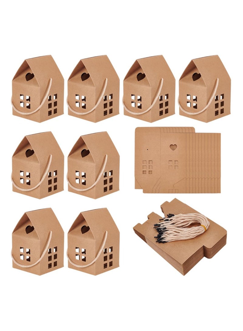 SYOSI 20PCS House Shaped Gift Boxes for Parties, 3x3x3inch Log Kraft Paper Candy Boxes Cardboard Treat Bags Unique House Shaped Favor Boxes Cardboard House Treat Bags for Wedding Baby Shower Birthday Party - Image 1