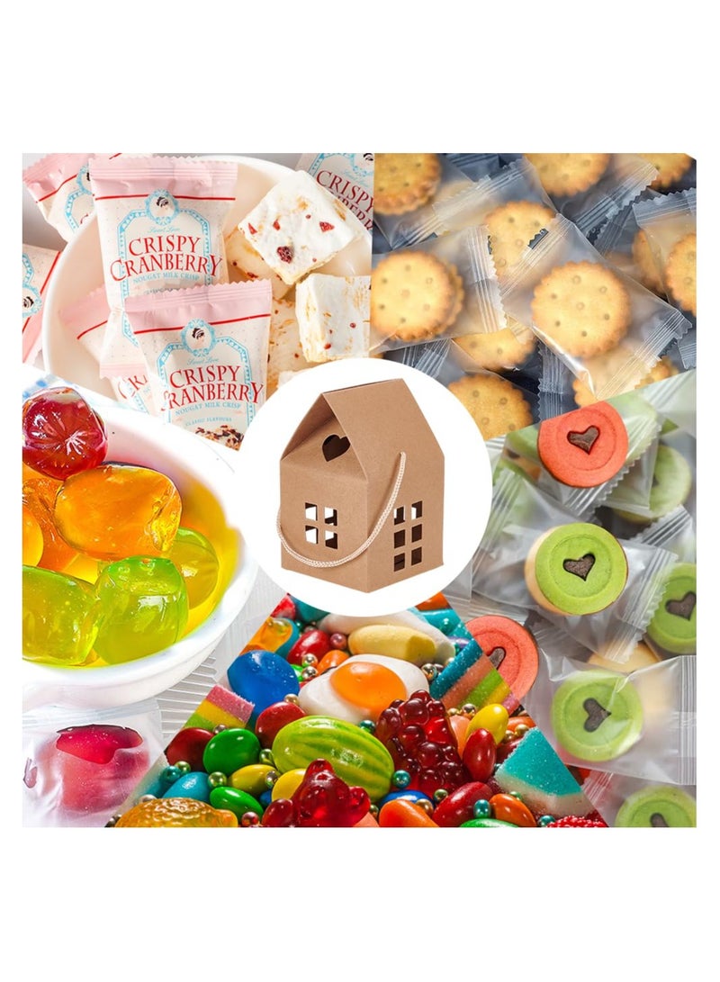 SYOSI 20PCS House Shaped Gift Boxes for Parties, 3x3x3inch Log Kraft Paper Candy Boxes Cardboard Treat Bags Unique House Shaped Favor Boxes Cardboard House Treat Bags for Wedding Baby Shower Birthday Party - Image 4