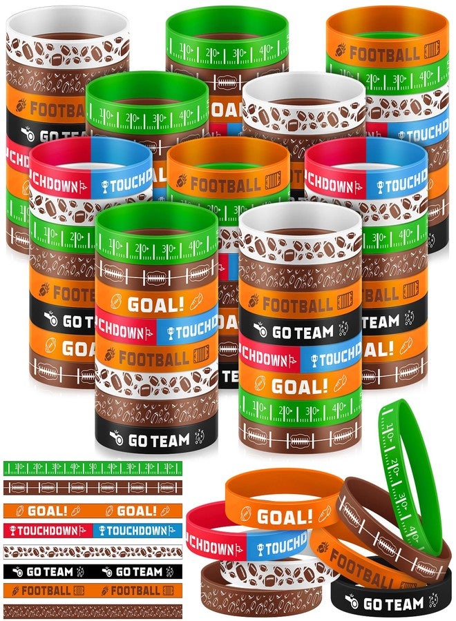 Lunmon 120 Pcs Football Silicone Bracelets Bulk Sport Team Motivational Rubber Wristbands for Sport Football Birthday Party Favors Supplies - Image 1
