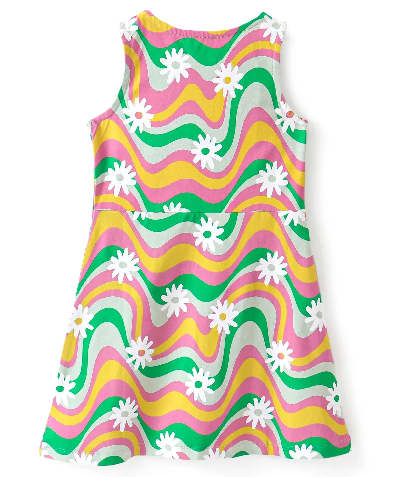 Primo Gino Primo Gino Cotton Knit Sleeveless Dress With Floral  Print - Multicolor