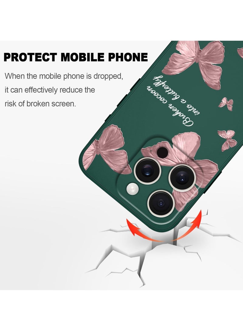 for iPhone 16 Pro Case Scratch Resistant Soft Slim Fit Floral Phone Cover for iPhone 16 Pro 6.3 inch-Butterfly Green - Image 5