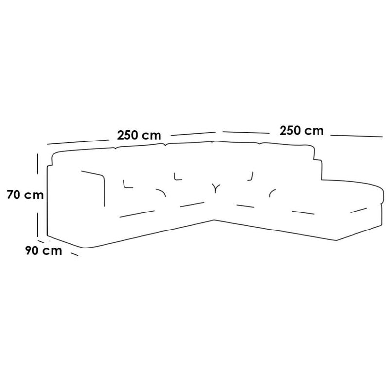 بيتك كنبة زاوية - كتان - رمادي - 90×250×250×70 سم - Image 2