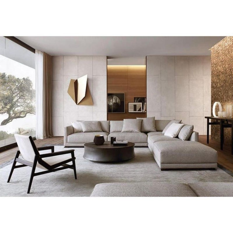 بيتك كنبة زاوية - كتان - رمادي - 90×250×250×70 سم - Image 1