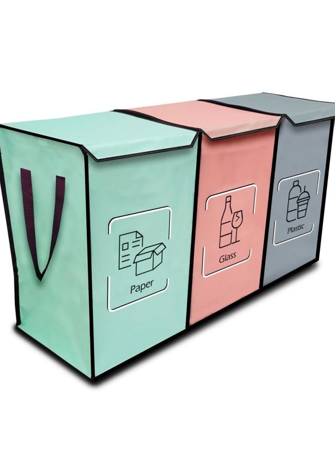 NYIKA Recycling Bags for Kitchen - Indoor Recycling Bins - Recycle Bags - Recycling Box - Recycling Bins for Kitchen 3 Compartments - (With Lid) - Image 1