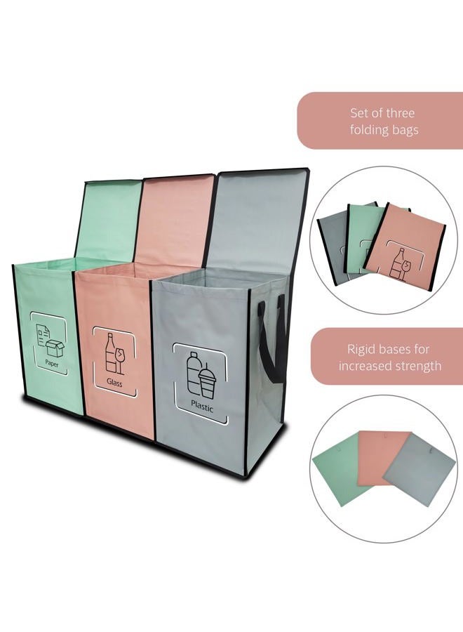 NYIKA Recycling Bags for Kitchen - Indoor Recycling Bins - Recycle Bags - Recycling Box - Recycling Bins for Kitchen 3 Compartments - (With Lid) - Image 4