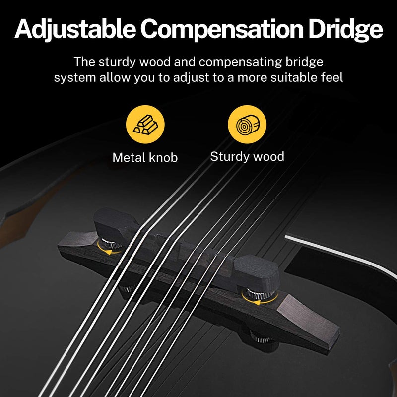 Donner A Style Mandolin Instrument Black Beginner Adult Acoustic Mandolin Musical Instrument Mahogany 8 String, Bundle With Tuner String Bag Guitar Picks, DML-100B - Image 5