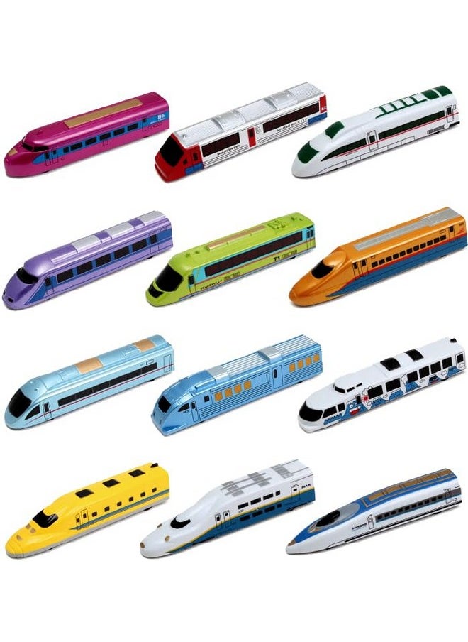 PowerTRC PowerTRC Bullet Train Toys Set for Toddlers Kids Boys, Pull Back City Subway Train High Speed Modern Locomotives Toys Set Party Favors Bulk Gifts for Ages 3 4 5 6 7 8 9 (12 Pcs)  - Image 1