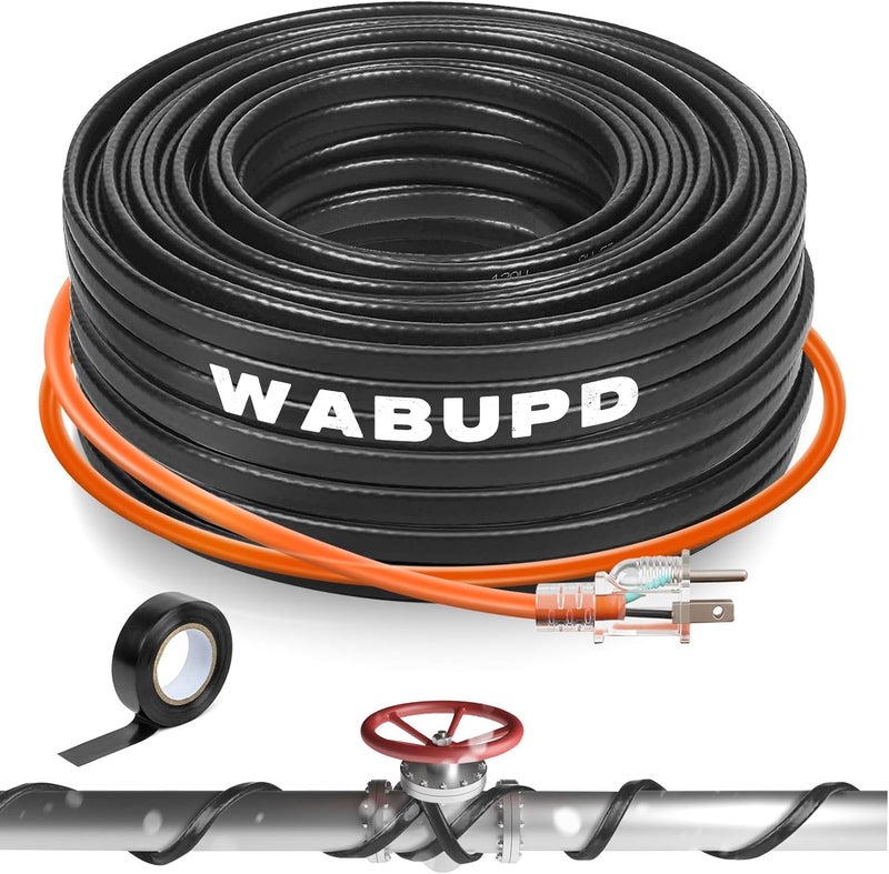 WABUPD 3FT-200FT Heat Tape for Water Pipes, -40°F Deicing Pipe Heat Cable,Electric Heating Cable Pipe,Frezze Protection for Heat Trace Cable for Metal, Plastic Home Pipes,Gutter,120V 5W/ft（50FT） - Image 1
