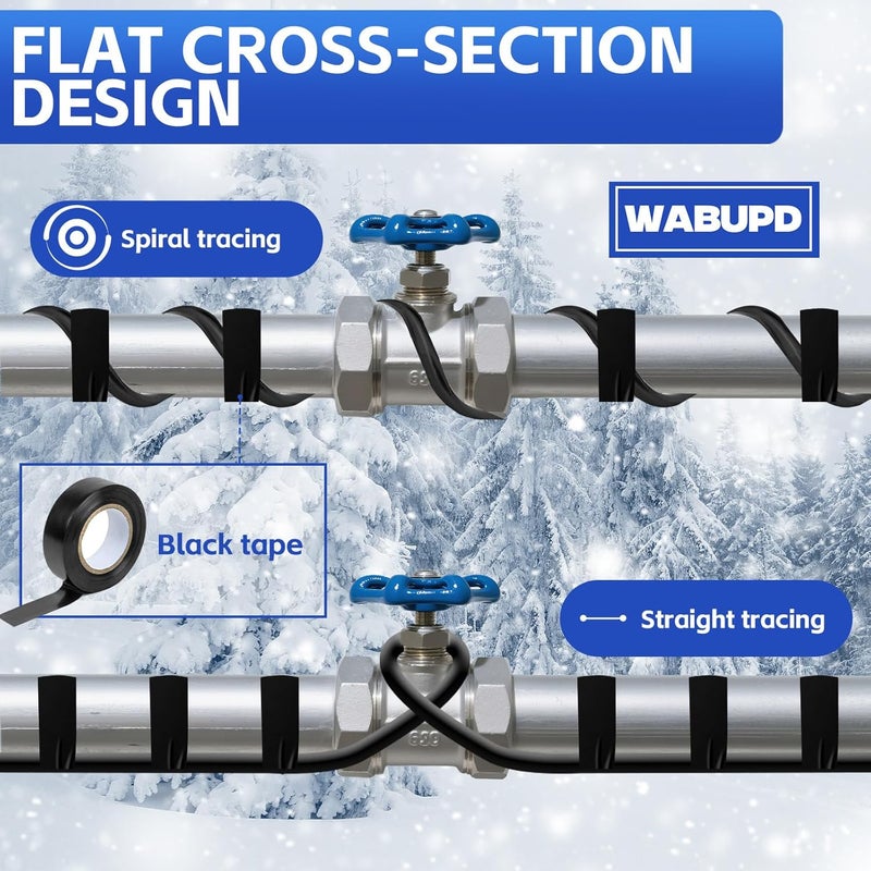 WABUPD 3FT-200FT Heat Tape for Water Pipes, -40°F Deicing Pipe Heat Cable,Electric Heating Cable Pipe,Frezze Protection for Heat Trace Cable for Metal, Plastic Home Pipes,Gutter,120V 5W/ft（50FT） - Image 4