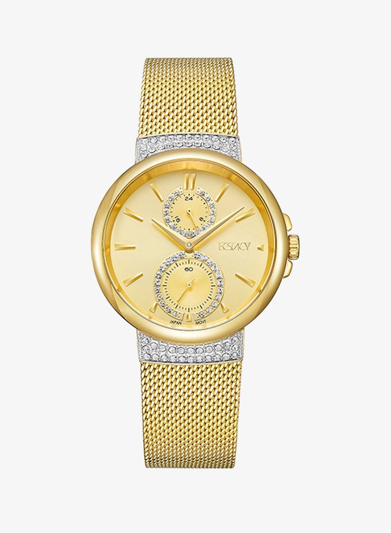 ECSTACY Women's Chronograph Round Shape Stainless Steel Wrist Watch E23603-GMGC - 38 Mm - Image 1