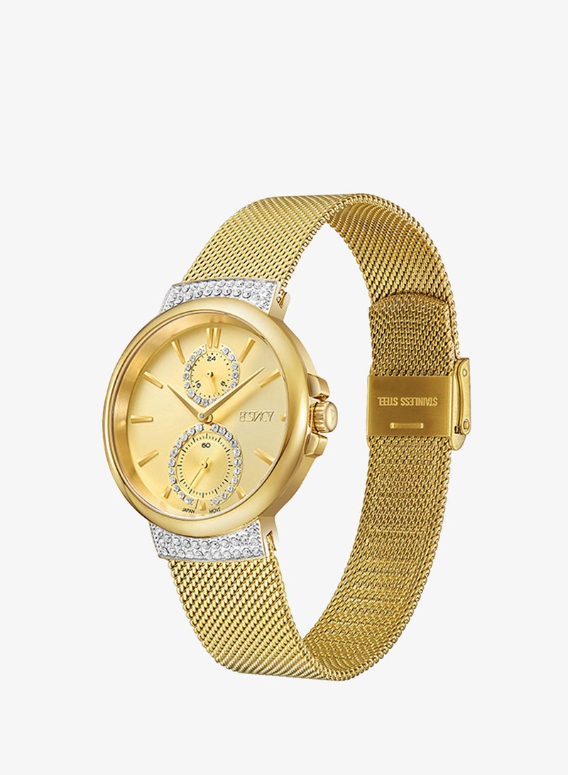 ECSTACY Women's Chronograph Round Shape Stainless Steel Wrist Watch E23603-GMGC - 38 Mm - Image 2
