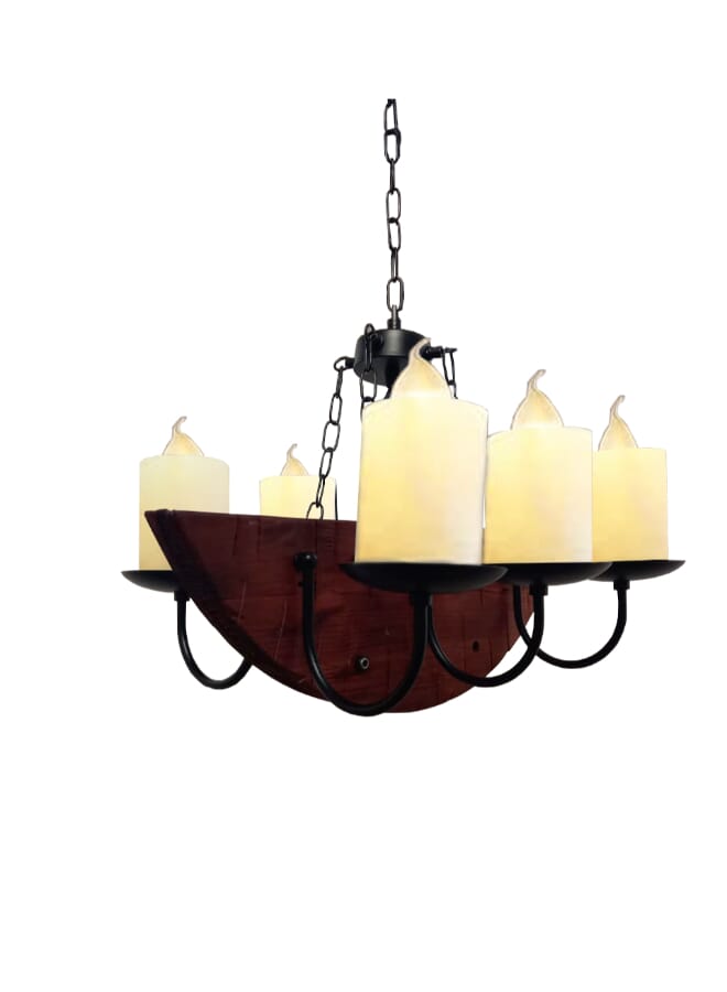 Best Power Rustic 6-Light Chandelier 4396-6 with Wooden Accent – Black Metal Arms & Frosted Glass Shades E27 Bulb Socket Adjustable Hanging Chain for Dining Rooms, Living Rooms, & Entryways - Image 2
