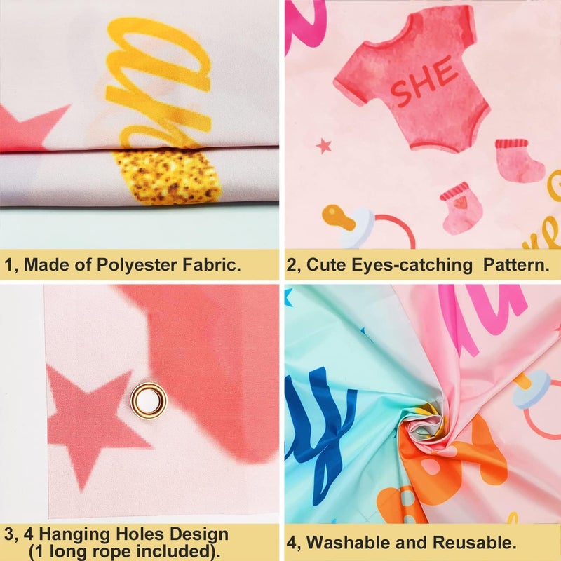 Luckam Gender Reveal Decoration Banner - Large Boy or Girl Sign, Backdrop for Baby Shower, Pink Blue Party Decorations Supplies, 180 * 110cm, 1Pcs - Image 5