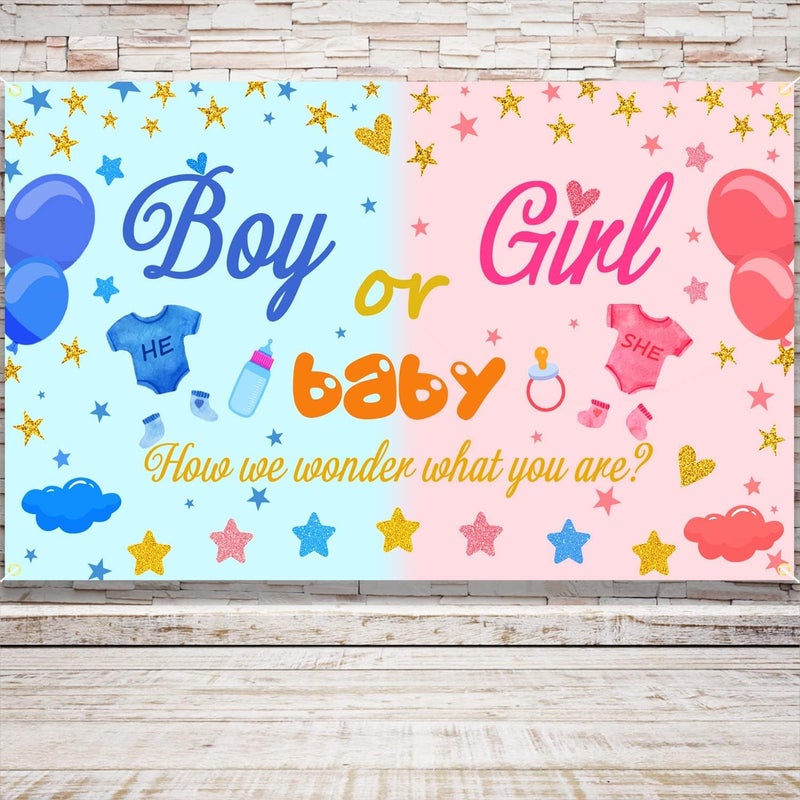 Luckam Gender Reveal Decoration Banner - Large Boy or Girl Sign, Backdrop for Baby Shower, Pink Blue Party Decorations Supplies, 180 * 110cm, 1Pcs - Image 4