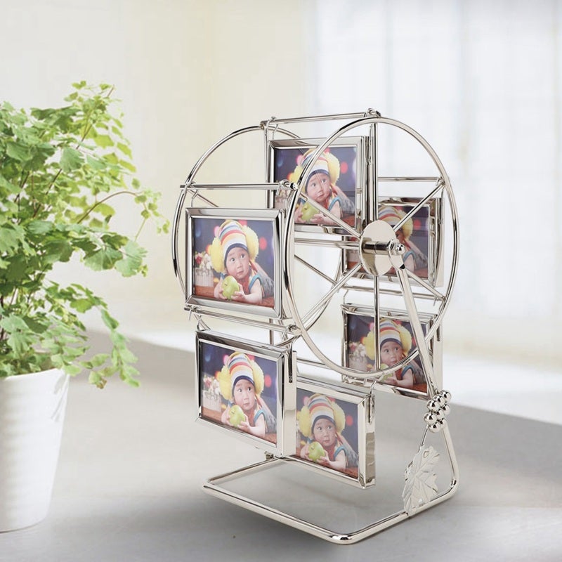 Rotating Photo Frame 360 Degree Rotation Premium Sturdy Metal Grape Embellished - Retro Romantic Stylish Rotating Picture Frame for Tabletop Home Decor - Image 2
