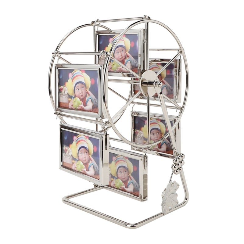Rotating Photo Frame 360 Degree Rotation Premium Sturdy Metal Grape Embellished - Retro Romantic Stylish Rotating Picture Frame for Tabletop Home Decor - Image 5