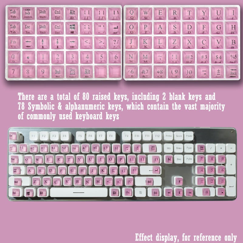 Zooplan 80 Pcs Self-Adhesive PC Keyboard Keys for Long Nails Typing and Gaming, â€‹â€‹Anti-Damage Symbolic and Alphanumeric Keys for Nail-Art (Purple Pink) - Image 2